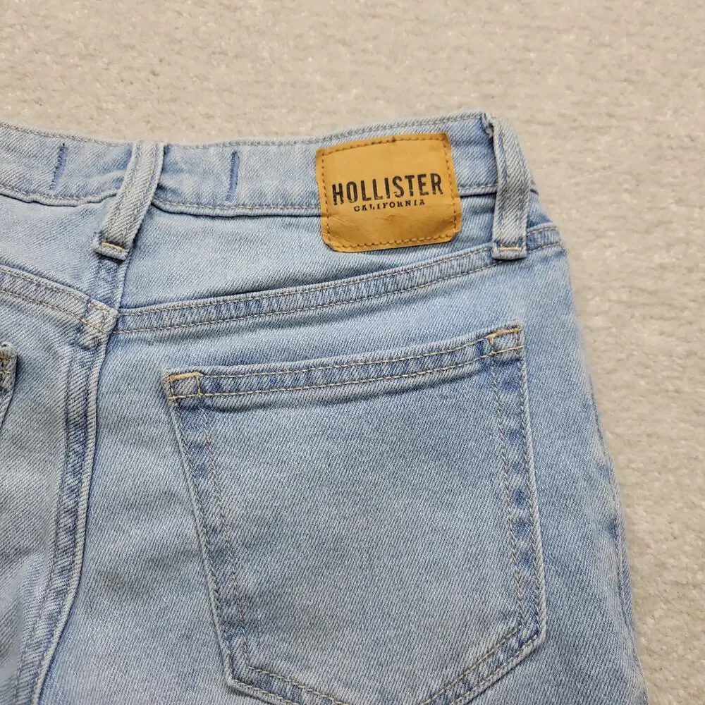 Hollister Low Rise 90s Vintage Straight Jeans Womens W24 L31 Distressed Light
